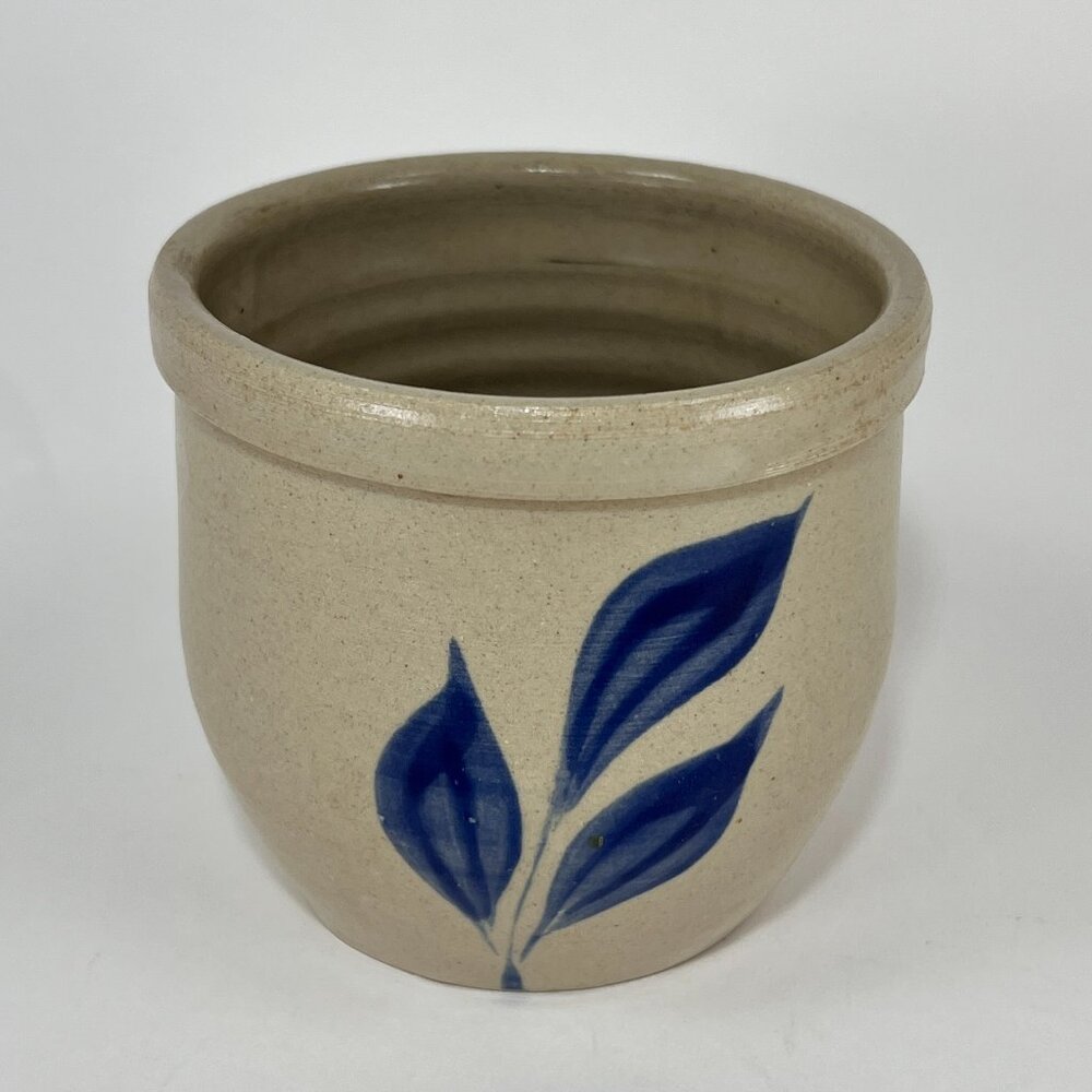 Williamsburg Pottery VA Blue Salt Glaze Stoneware Votive Tealight Candle Holder